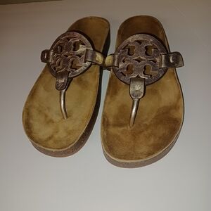 Tory Burch Gold  Sandals with Decorative Straps